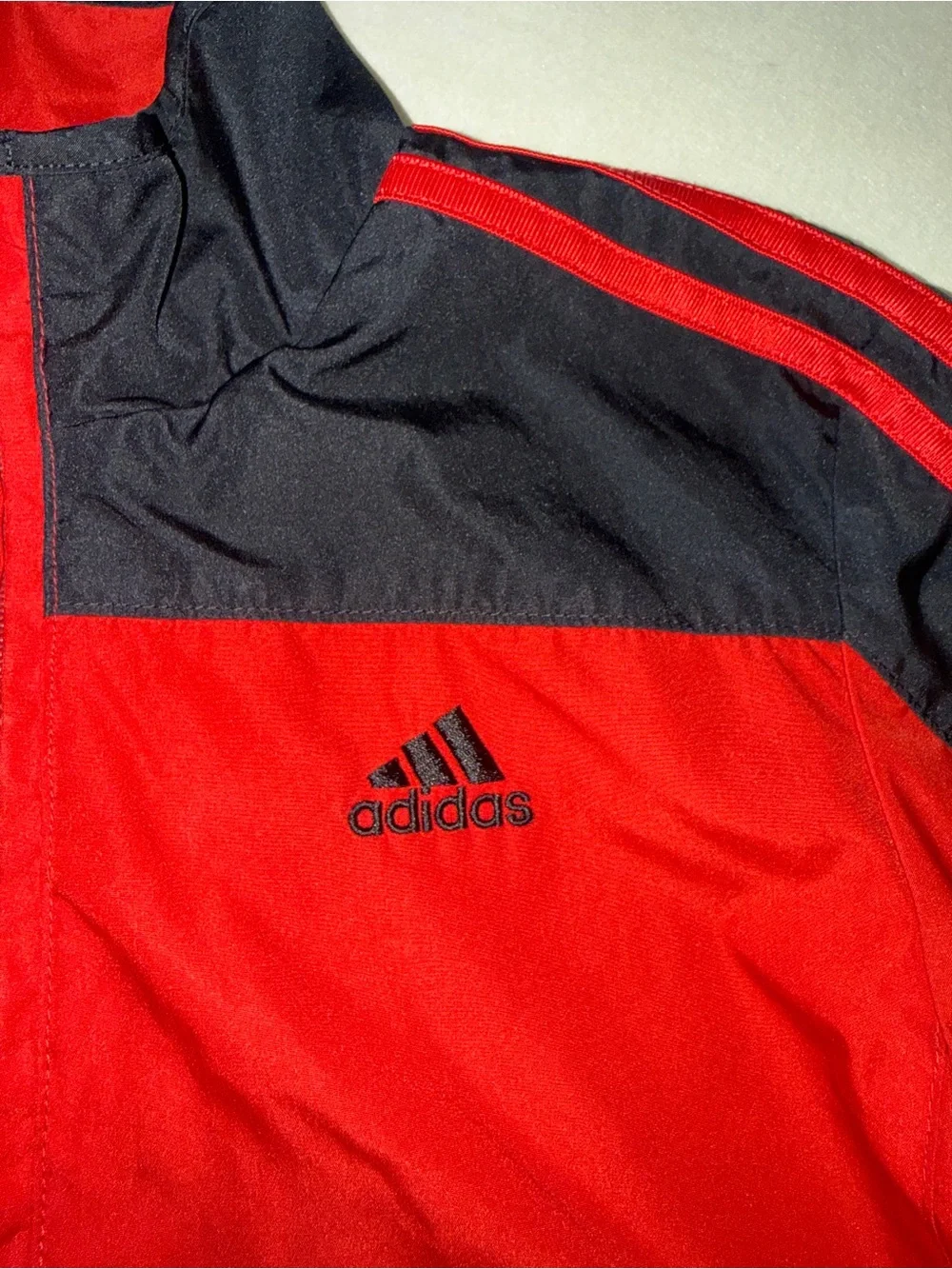 adidas Red and Black Kids Track Jacket with Zip